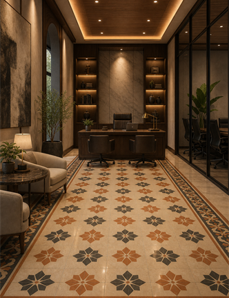 Executive office with Athangudi tile flooring