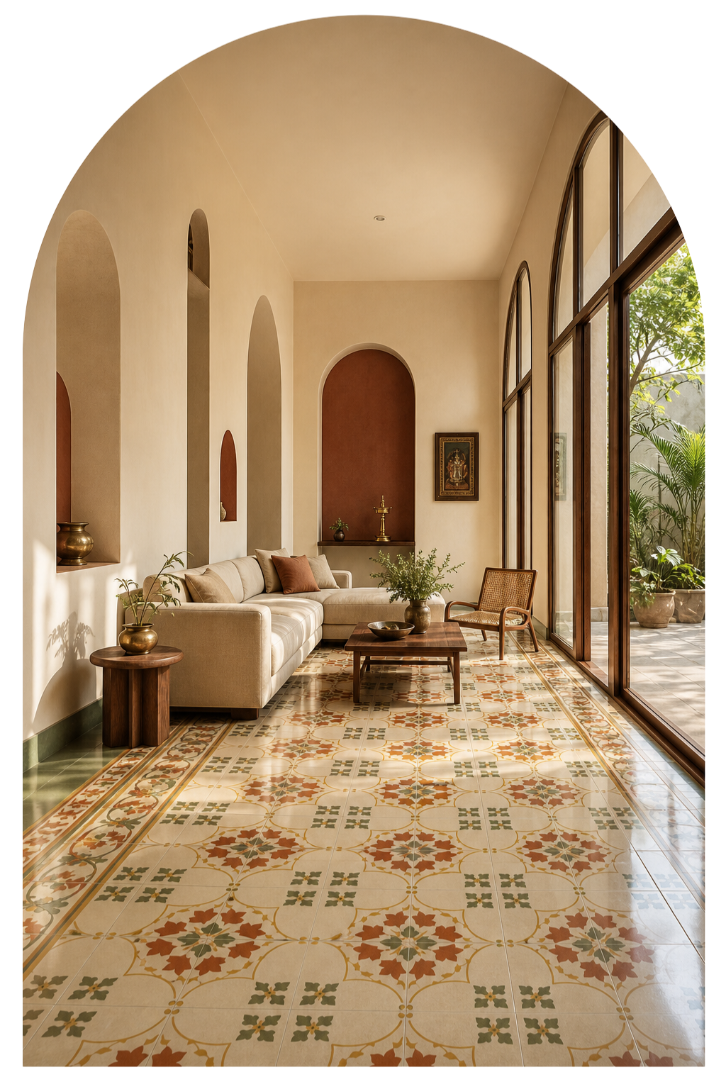 Athangudi tile living space design